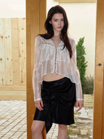 Ribbon Sheer Lyocell Blouse