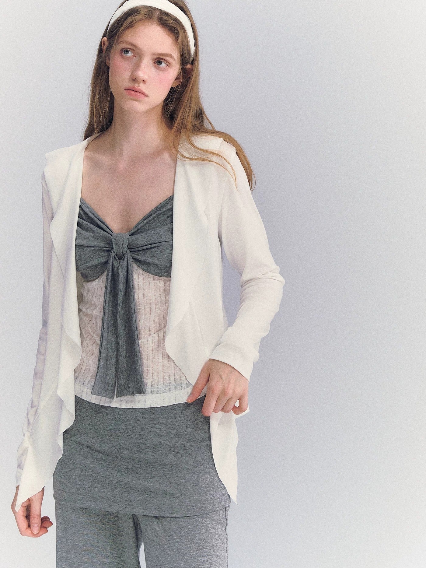 Draped Ruffle Cardigan