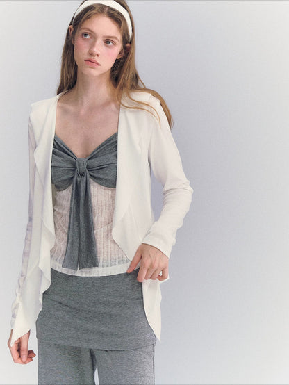 Draped Ruffle Cardigan