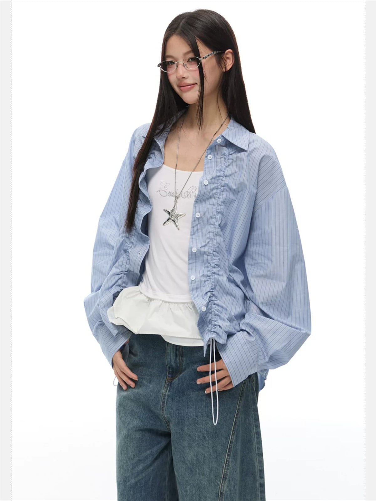Stripe Drawstring Shirt