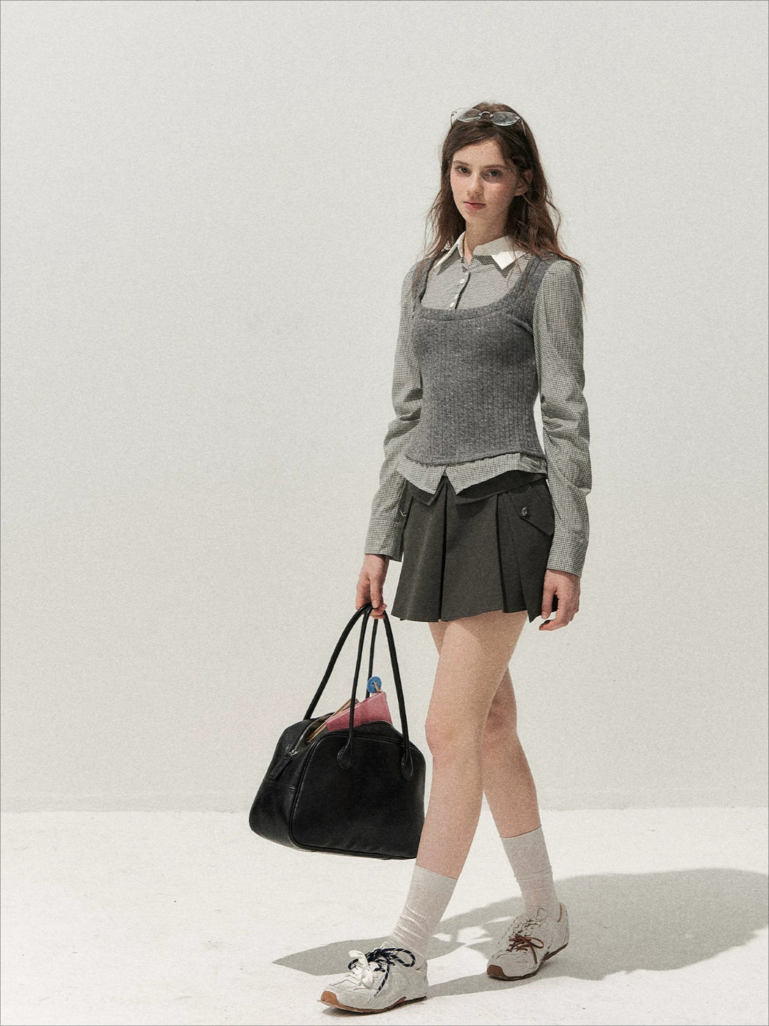 Contrast Pleated Mini Skirt