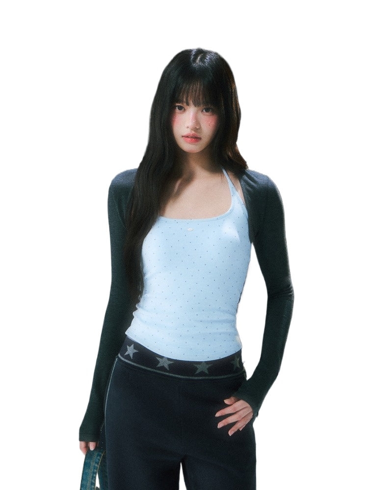 Light Blue Contrast Polka Dot Camisole Set