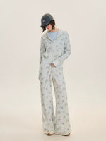 Floral Waffle Hoodie & Pants Set