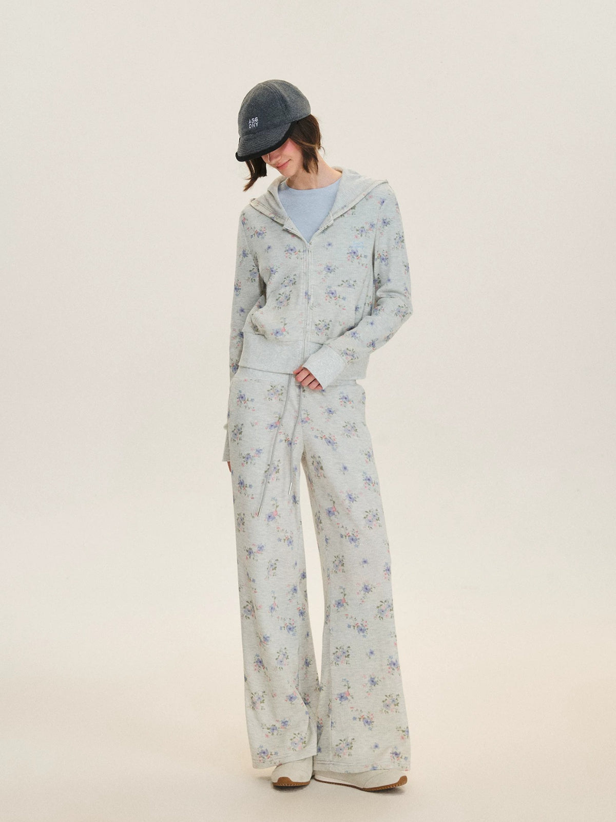 Floral Waffle Hoodie &amp; Pants Set