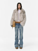 White Birch Fur Collar Leather Coat
