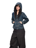 Vintage Washed Hooded Denim Jacket