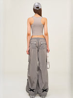 Embroidered Ultra-Light Wide-Leg Workout Pants