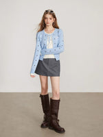 Polka Dot Layered Bow Knit Sweater