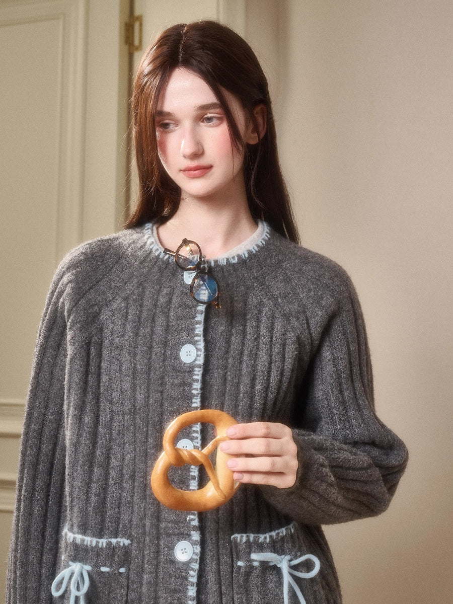 Latitude 69° Wool Contrast Trim Knit Sweater Set