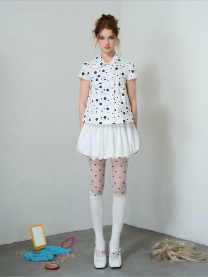 Polka Dot Puff Sleeve Blouse
