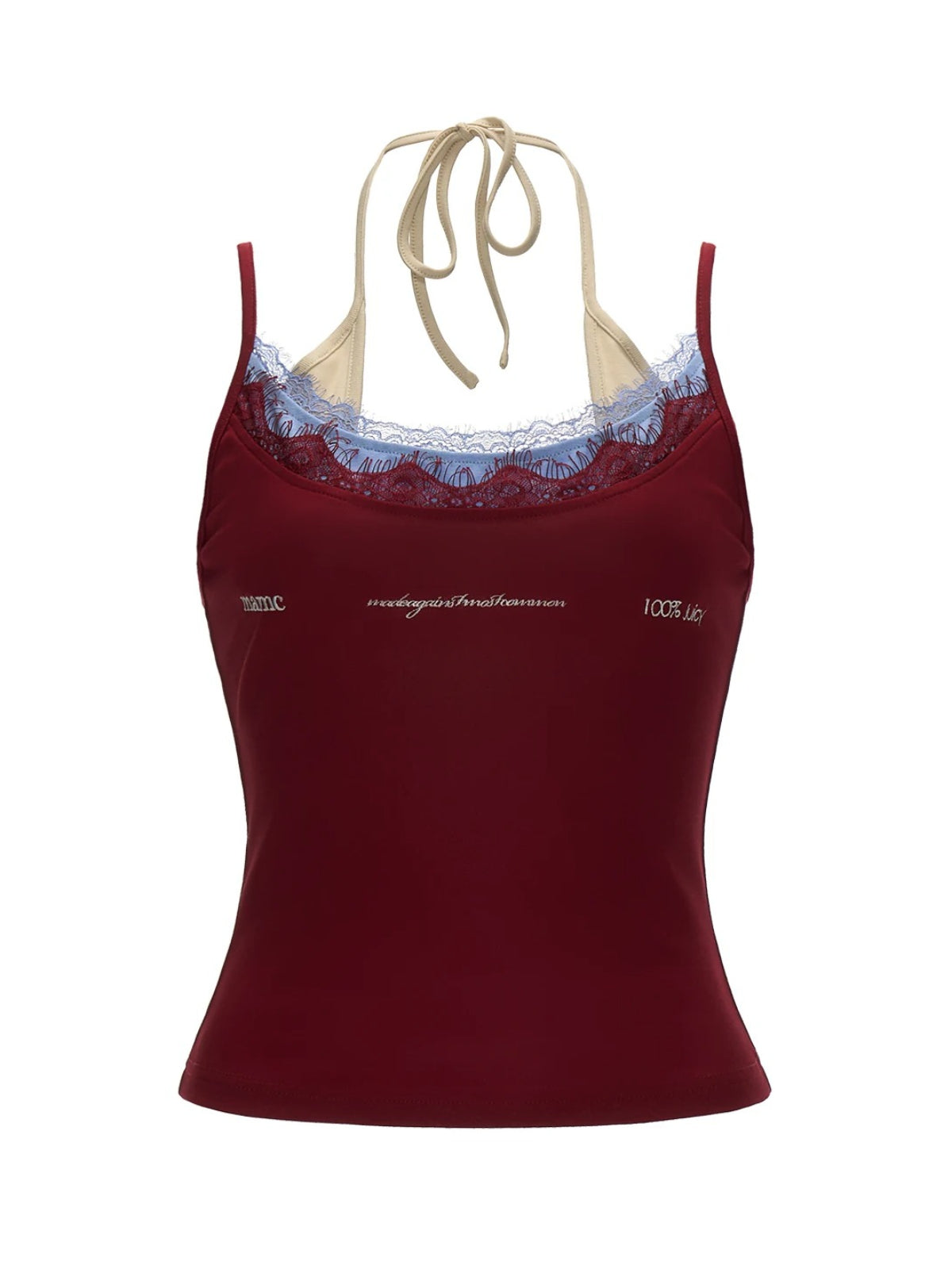 Layered Embroidered Letter Cami Top