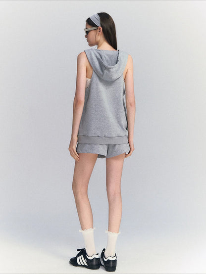 Hooded Vest Shorts Set