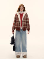 Blue Shearling-Trim Straight-Leg Denim Pants