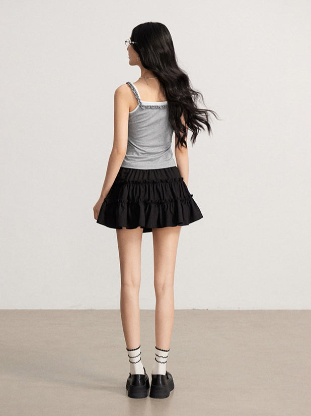 Ruffled Lace Mini Skirt