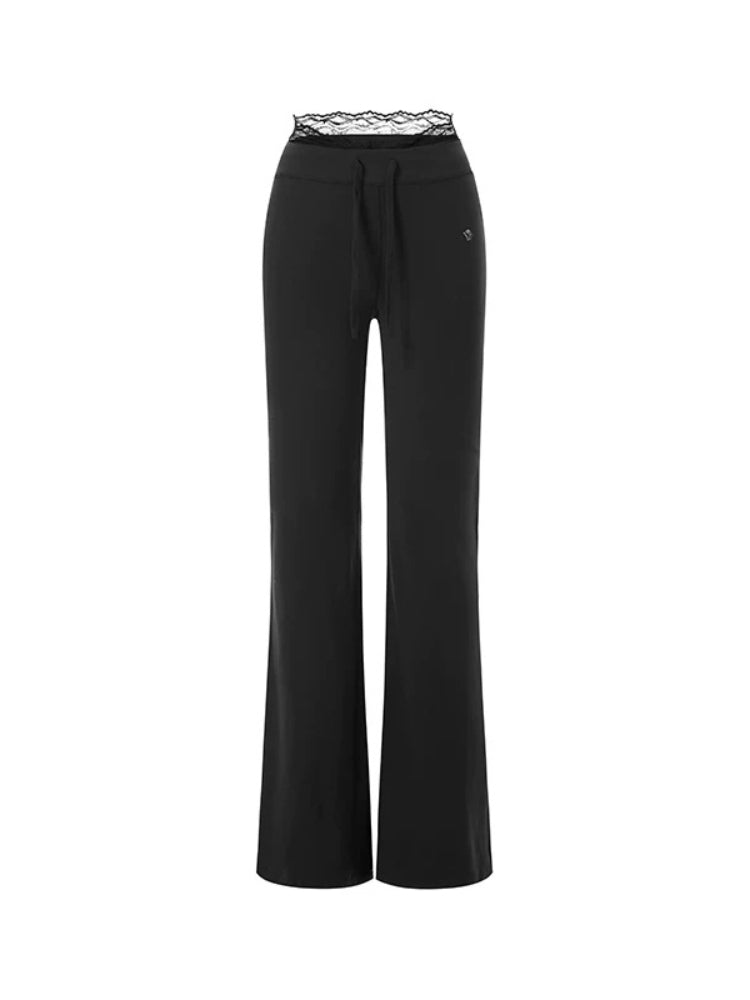 Quick-Dry Lace-Trim Stretch Pants