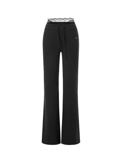 Quick-Dry Lace-Trim Stretch Pants