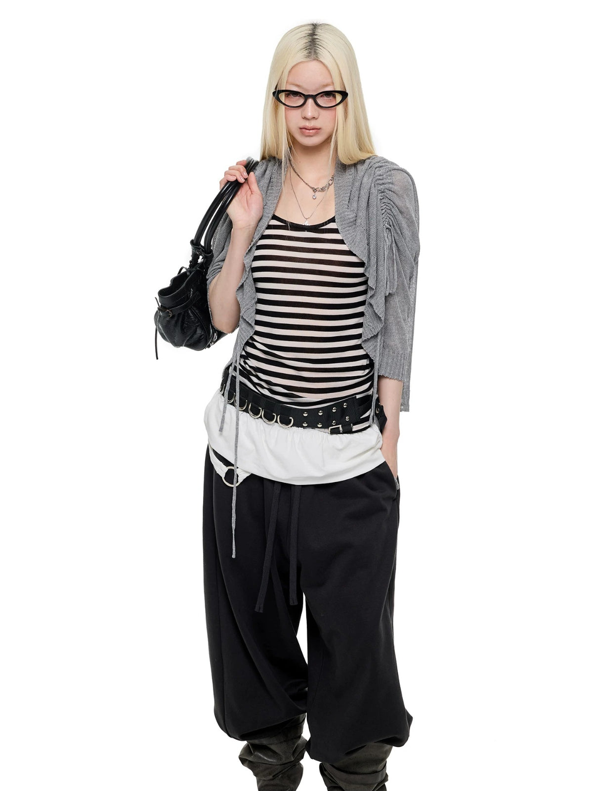 Korean Drawstring Knit Cardigan