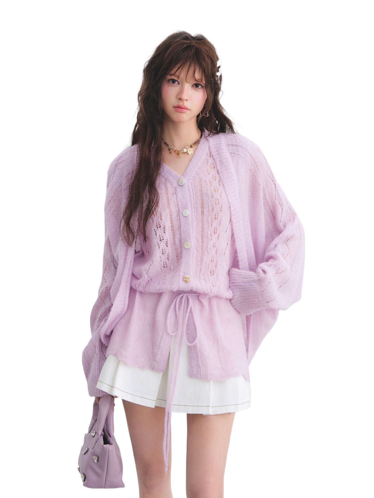 Mohair Knit Cardigan Vest Set