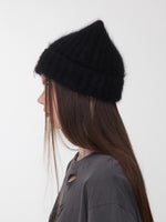 Knitted Cat-Ear Beanie with Hand-Stitched Label