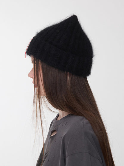 Knitted Cat-Ear Beanie with Hand-Stitched Label