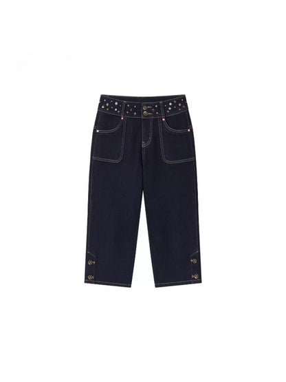 Studded Cropped Denim Pants