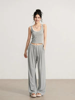 Navy & Gray Striped Tank Pants Set