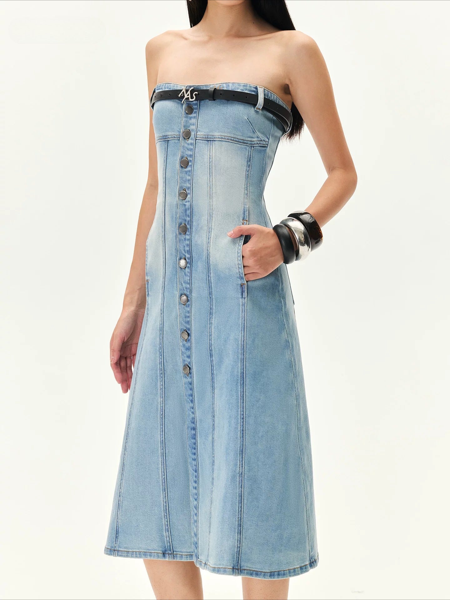 Trani Strapless Denim Dress