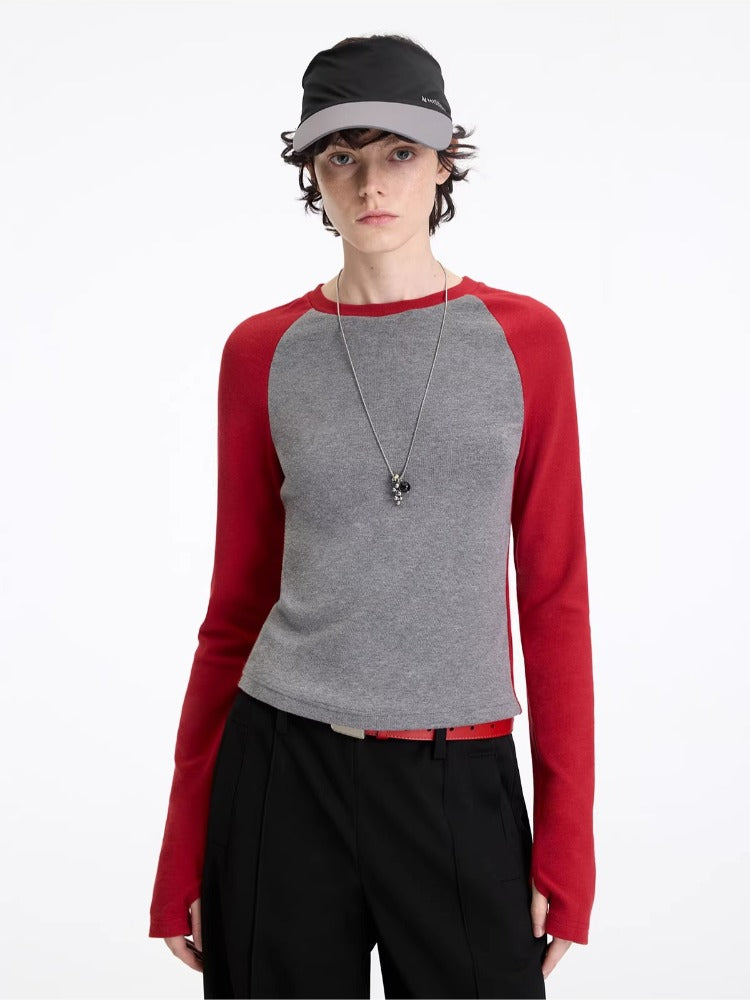 Contrast Raglan Slim Top