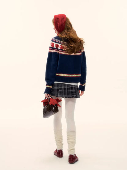 Fair Isle Zip Knit Cardigan