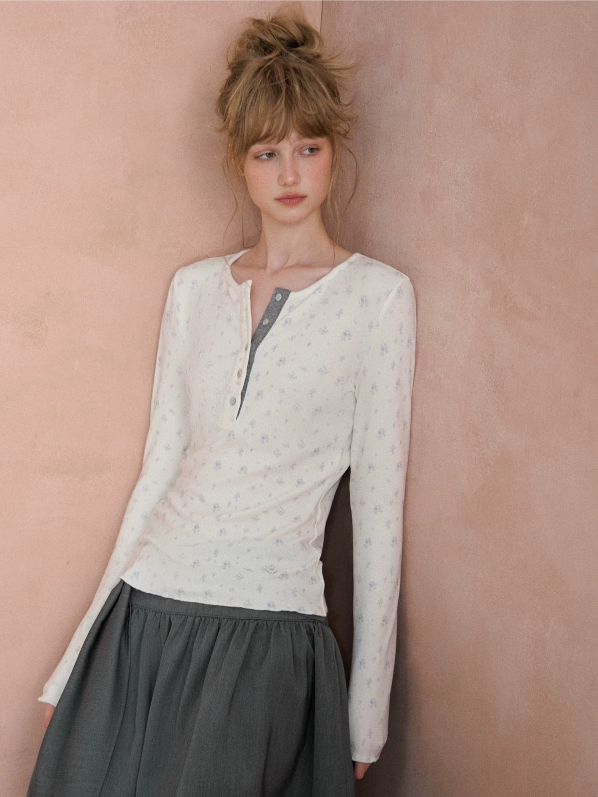 Wildflower Henley Long Sleeve Tee