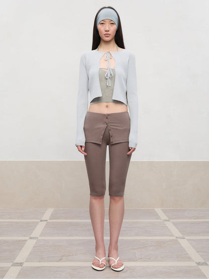 High Elastic Mid-Low Waist Five-Quarter Shorts