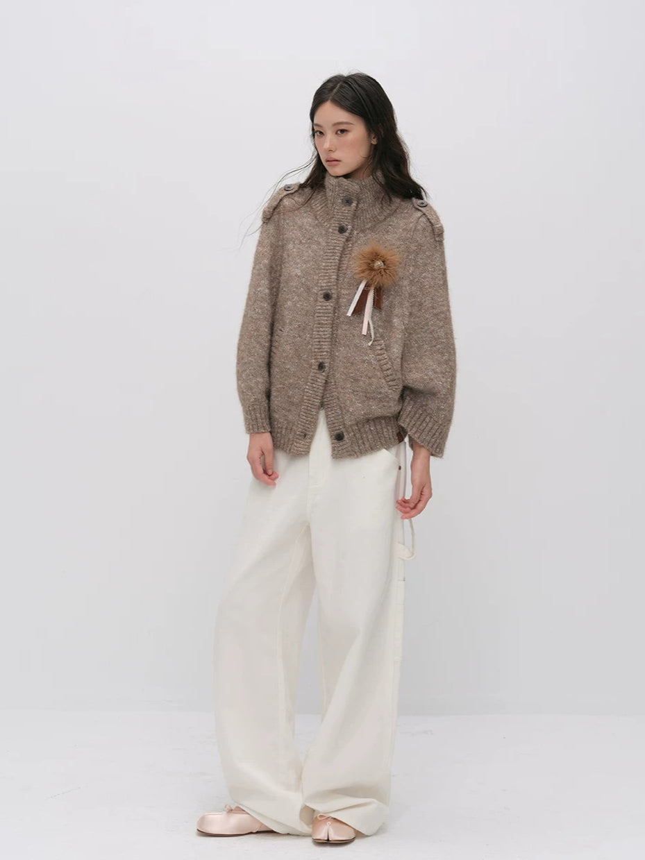 Vintage Mandarin-Collar Cardigan