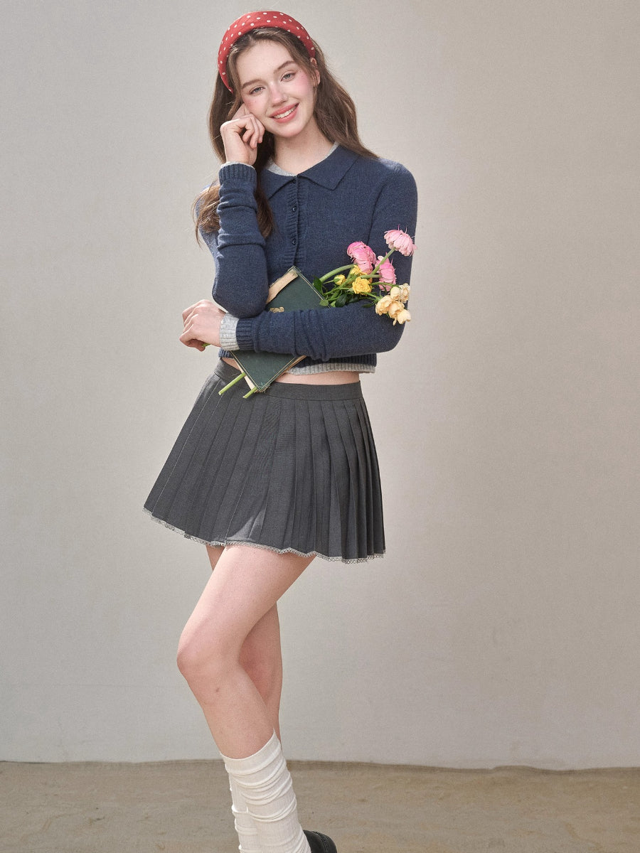 Mist-Grey Pleated Skirt