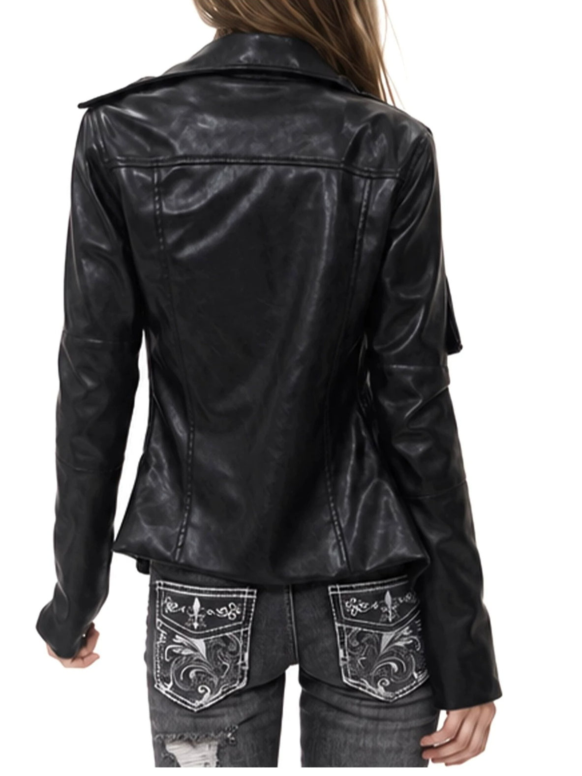 Napoleon Double Zipper Faux Leather Jacket