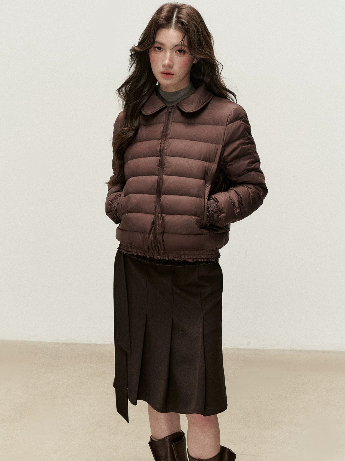 Reversible Floral Peter Pan Collar Down Jacket