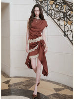 Irregular Satin Two Piece Set