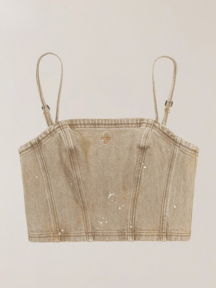 Vintage Storm Fade Dye Long Camisole Fading Desert
