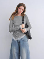 Lace Hem Knit Top