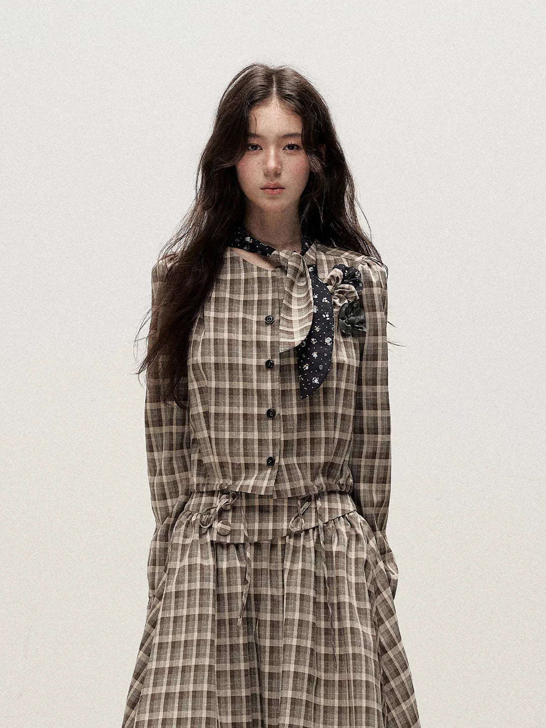 Plaid Shirt Skirt Set