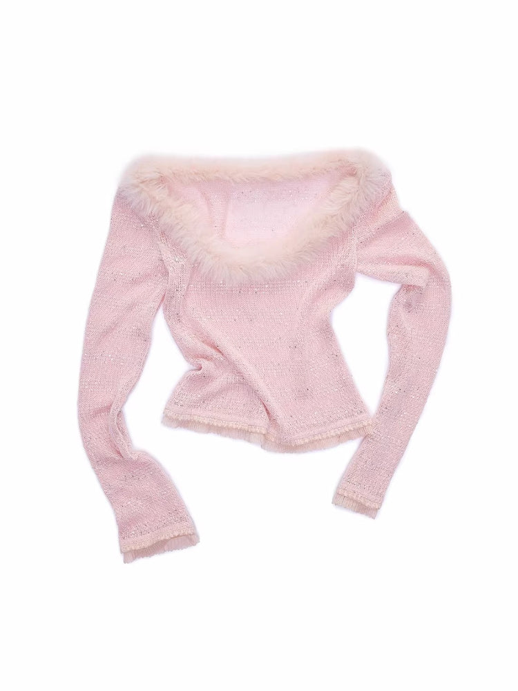 Sequin Trim Knit Top