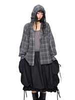 Vintage Plaid Hooded Oversized Shirt