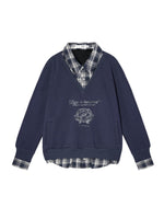 Printed Plaid Collar Sweatshirt