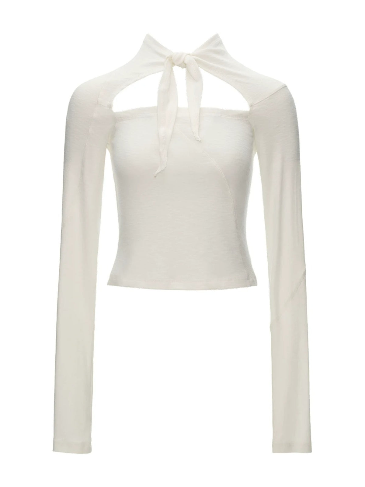 Cutout Lace-Up Fitted Long Sleeve Top