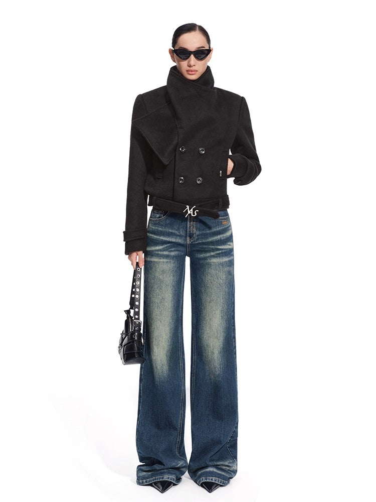 "Ross Series" Wool Scarf-Collar Coat