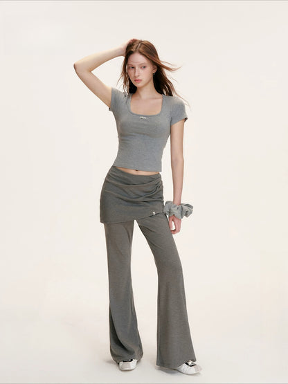 Lace Backless U Neck Tee