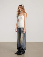 Lace Panel Long Camisole Top