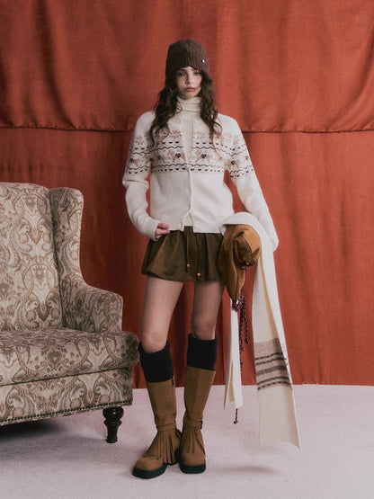 Wool-Blend Turtleneck Knit Top