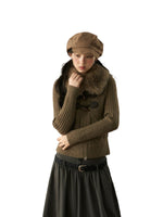 Vintage Cable Knit Fur Cardigan