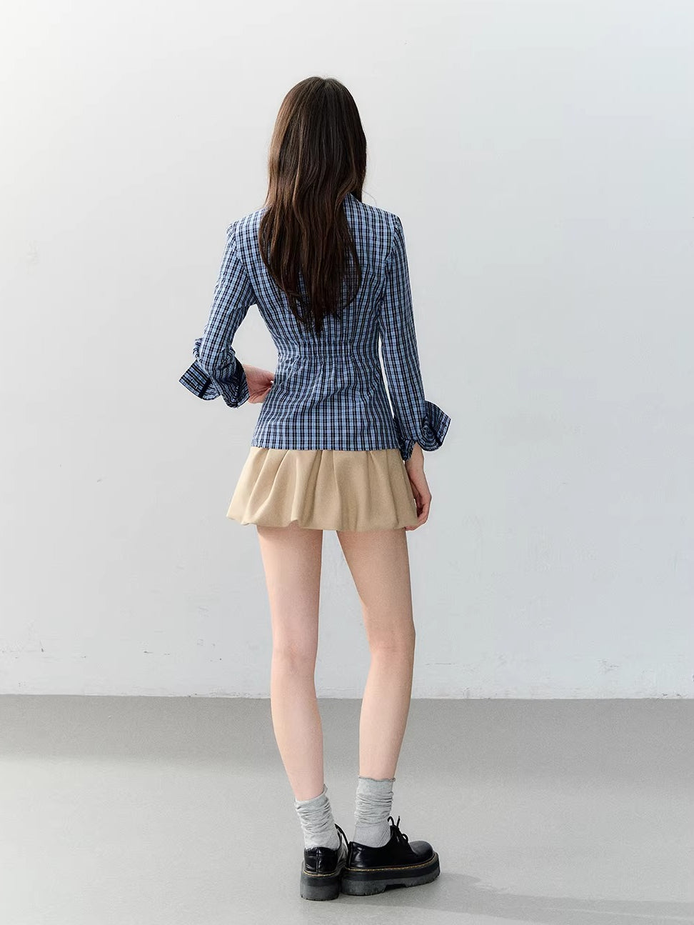Blue &amp; White V-neck Pocket Shirt