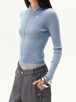Contrast Collar Knit Layered Top